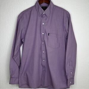 Texas Standard Button Up Shirt Men's‎ Long Sleeve Purple & White Gingham Med EUC